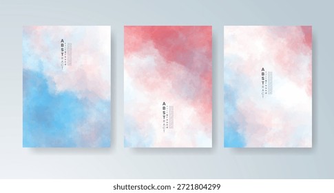 Conjunto de tarjetas con fondo de acuarela de Vector colorido brillante. Diseño para su fecha, postal, Anuncio.