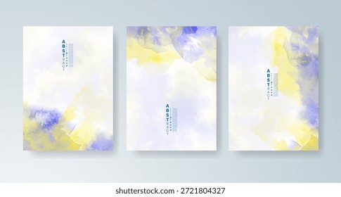 Conjunto de tarjetas con fondo de acuarela de Vector colorido brillante. Diseño para su fecha, postal, Anuncio.