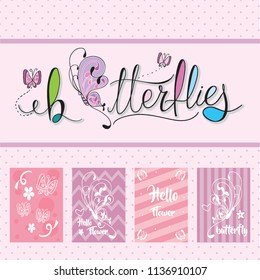 Set of Cards with butterflies