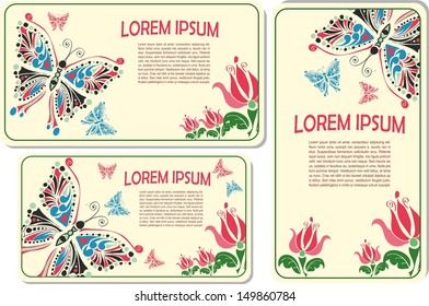 a set of cards with butterflies and flowers