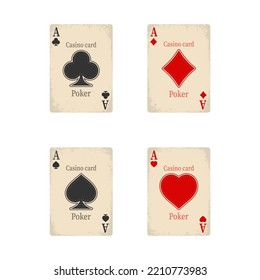 A set of cards for the casino. Casino card symbols. Flat style