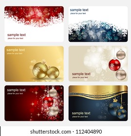 Set of cards with Christmas BALLS, stars and snowflakes, illustration