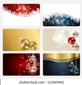 Set of cards with Christmas BALLS, stars and snowflakes, illustration