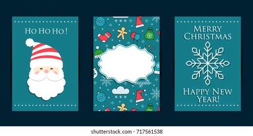 Set of cards for Christmas design. Vector illustration.