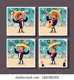 set of cards cinco de mayo vector illustration design