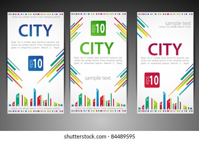 Set of cards. City theme