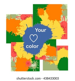 Set of cards with color blots.