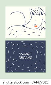 set of cards with cute character
