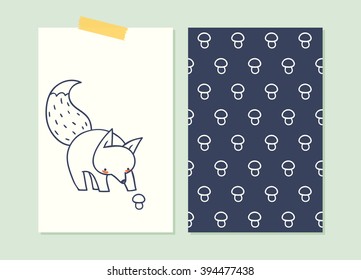 set of cards with cute character