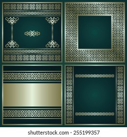 Set of cards with decorative borders and ribbons. Vintage frames. Original design    