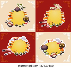 Set cards design with Asian food.