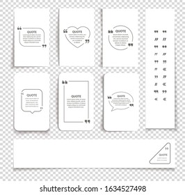 Set of cards with different transparent shadows, frames and a place for text, transparent background, vector illustration