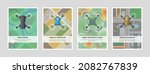 Set of cards with drones top view