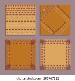 Set of cards with ethnic design. Templates for invitation, scrapbook or wedding card. Hand drawn vector