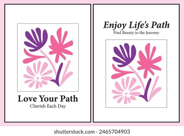 Set of cards flowers and leaves, floral magazines, posters, and invitations. Vector layout, decorative, Floral Abstract. Minimal Design
