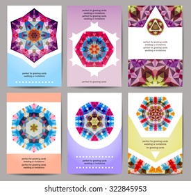 Set of Cards, Flyer, Brochure Design Templates, Invitation. Geometric Triangular Abstract Modern Polygon Backgrounds. Vector, EPS10.