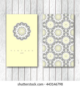 Set of cards, flyers, brochures, templates with hand drawn mandala pattern. Vintage decorative elements in oriental style. Indian, asian, arabic, islamic, ottoman motif.Vector illustration.