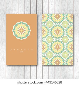 Set of cards, flyers, brochures, templates with hand drawn mandala pattern. Vintage decorative elements in oriental style. Indian, asian, arabic, islamic, ottoman motif.Vector illustration.