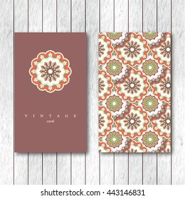 Set of cards, flyers, brochures, templates with hand drawn mandala pattern. Vintage decorative elements in oriental style. Indian, asian, arabic, islamic, ottoman motif.Vector illustration.