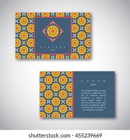 Set of cards, flyers, brochures, templates with hand drawn flower mandala pattern. Vintage decorative elements, oriental design. Indian, asian, arabic, islamic, ottoman motif.Vector illustration.