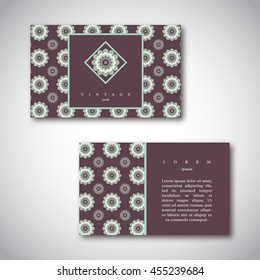 Set of cards, flyers, brochures, templates with hand drawn flower mandala pattern. Vintage decorative elements, oriental design. Indian, asian, arabic, islamic, ottoman motif.Vector illustration.