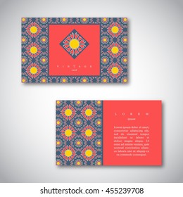Set of cards, flyers, brochures, templates with hand drawn flower mandala pattern. Vintage decorative elements, oriental design. Indian, asian, arabic, islamic, ottoman motif.Vector illustration.