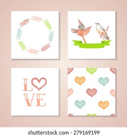 Set of cards (for wedding invitation, valentine's day, family anniversary)