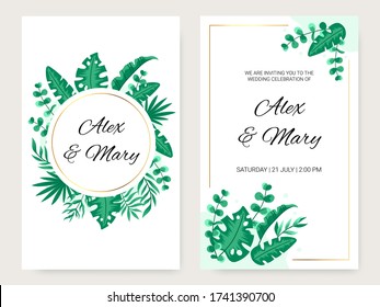 Wedding Invitation Invitation Card Floral Green Stock Vector (Royalty ...