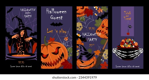 Set of cards for halloween.