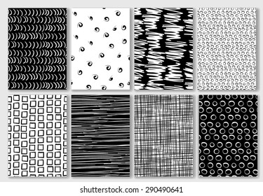 Set of Cards with Hand Drawn Textures. Seamless Pattern Set of Cards for Wedding, Bridal, Valentine's day or Birthday Invitations. Business Cards, Flyers, Banners, Placards and Posters Design.