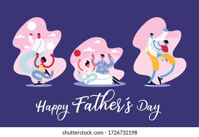 set of cards of the happy fathers day vector illustration design