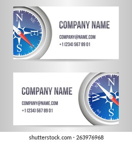 A set of cards with the image of f blue compass and a place for text