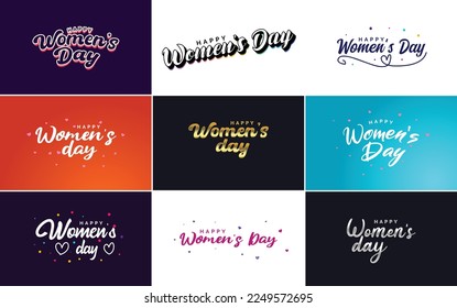 Set of cards with International Women's Day logo
