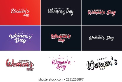 Set of cards with an International Women's Day logo