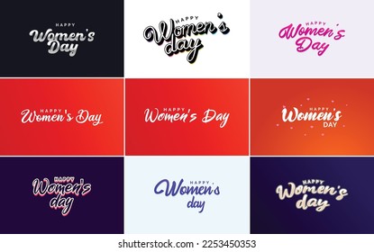 Set of cards with an International Women's Day logo