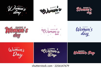 Set of cards with an International Women's Day logo