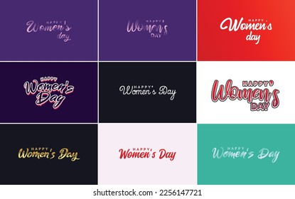 Set of cards with International Women's Day logo and a bright. colorful design