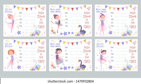 Set of cards. Invitation design. Birthday party.