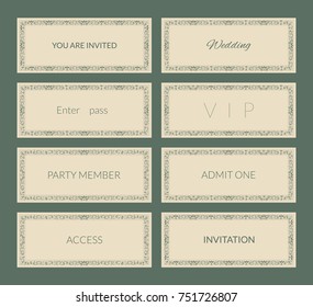 Set of cards, invitations and banners. Ornamental background frames