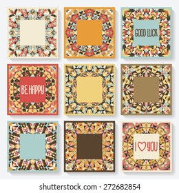 set of cards with kaleidoscope pattern. vector illustration - eps 8