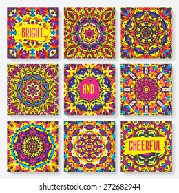 Set Of Cards With Kaleidoscope Pattern. Vector Illustration - Eps 8