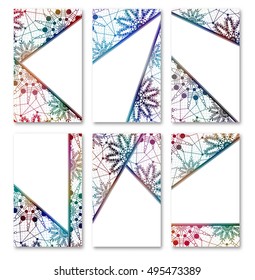 Set of cards, label and tag templates with lace tribal art designs. Vector design backgrounds collection. Vintage style.