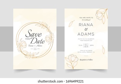 Set of cards with line art floral decoration