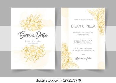 Set of cards with line art floral decoration