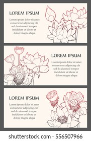 Set of cards with lotus flowers