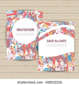 Set of cards made in abstract painting  style. Pattern cropped with Clipping Mask. 