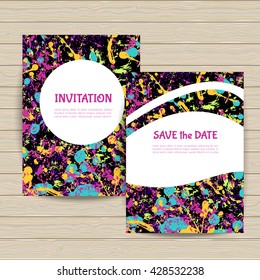 Set of cards made in abstract painting  style. Pattern cropped with Clipping Mask. 