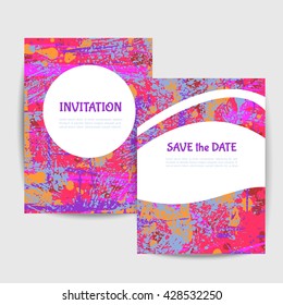 Set of cards made in abstract painting  style. Pattern cropped with Clipping Mask. 