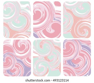 Set of cards with marbled texture