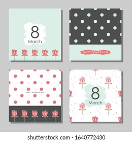 Set of cards for March 8. International Women's Day. Vector illustration.